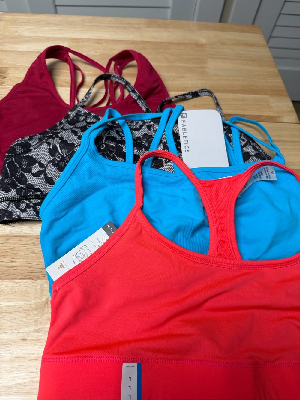 Women’s Lace-Print and Solid Strappy Bralette Set - Black, Burgundy, Coral, Teal